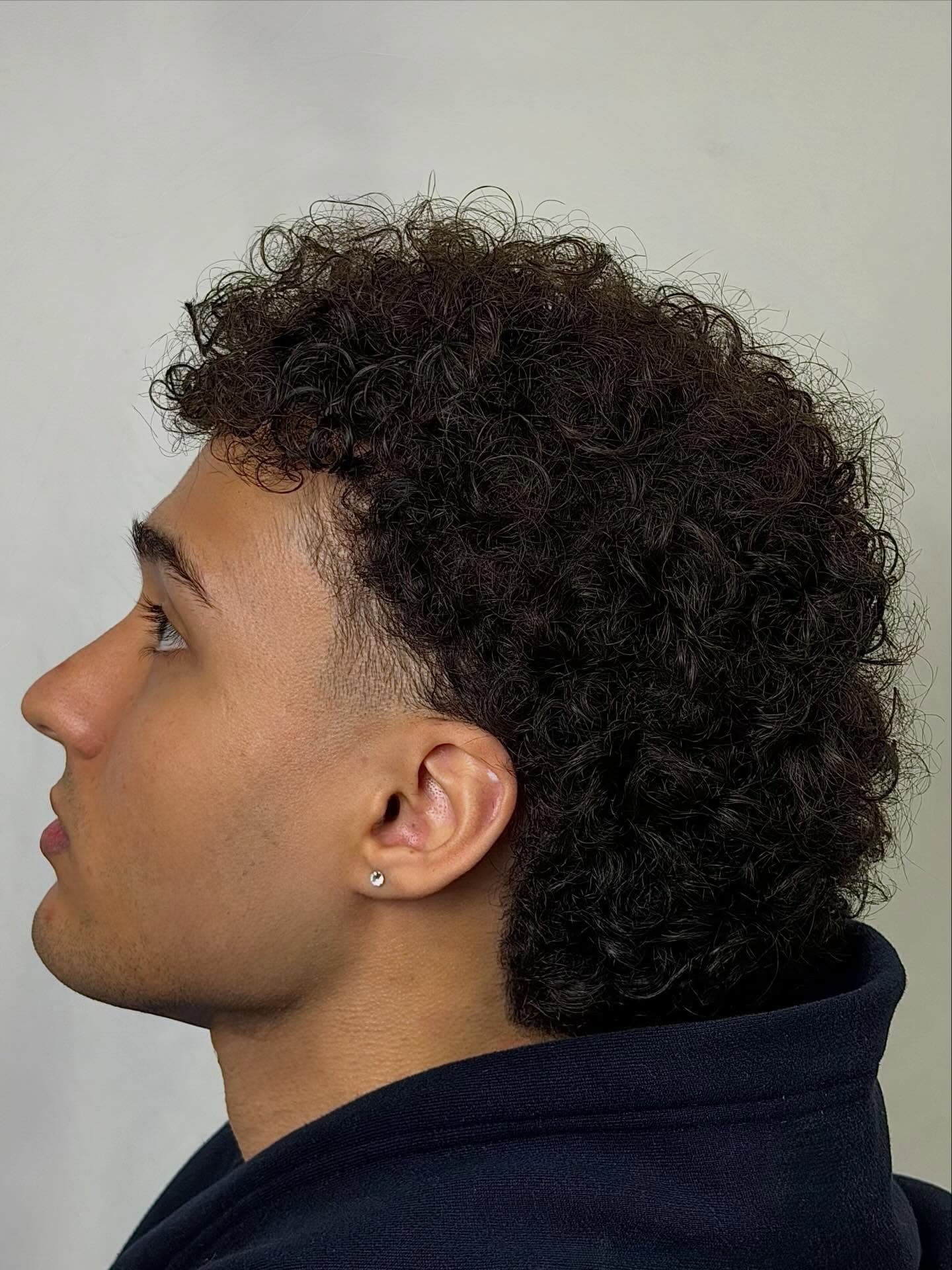 Faded haircut with styled top finished by Ayaan at Stray Dog Barbershop.